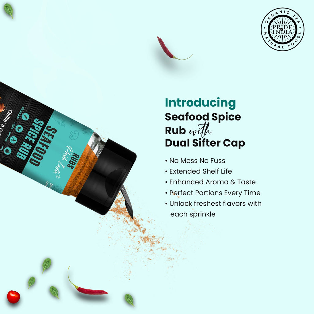 Gourmet seafood spice rub seasoning jar with natural herbs and spices for grilling fish — view 4