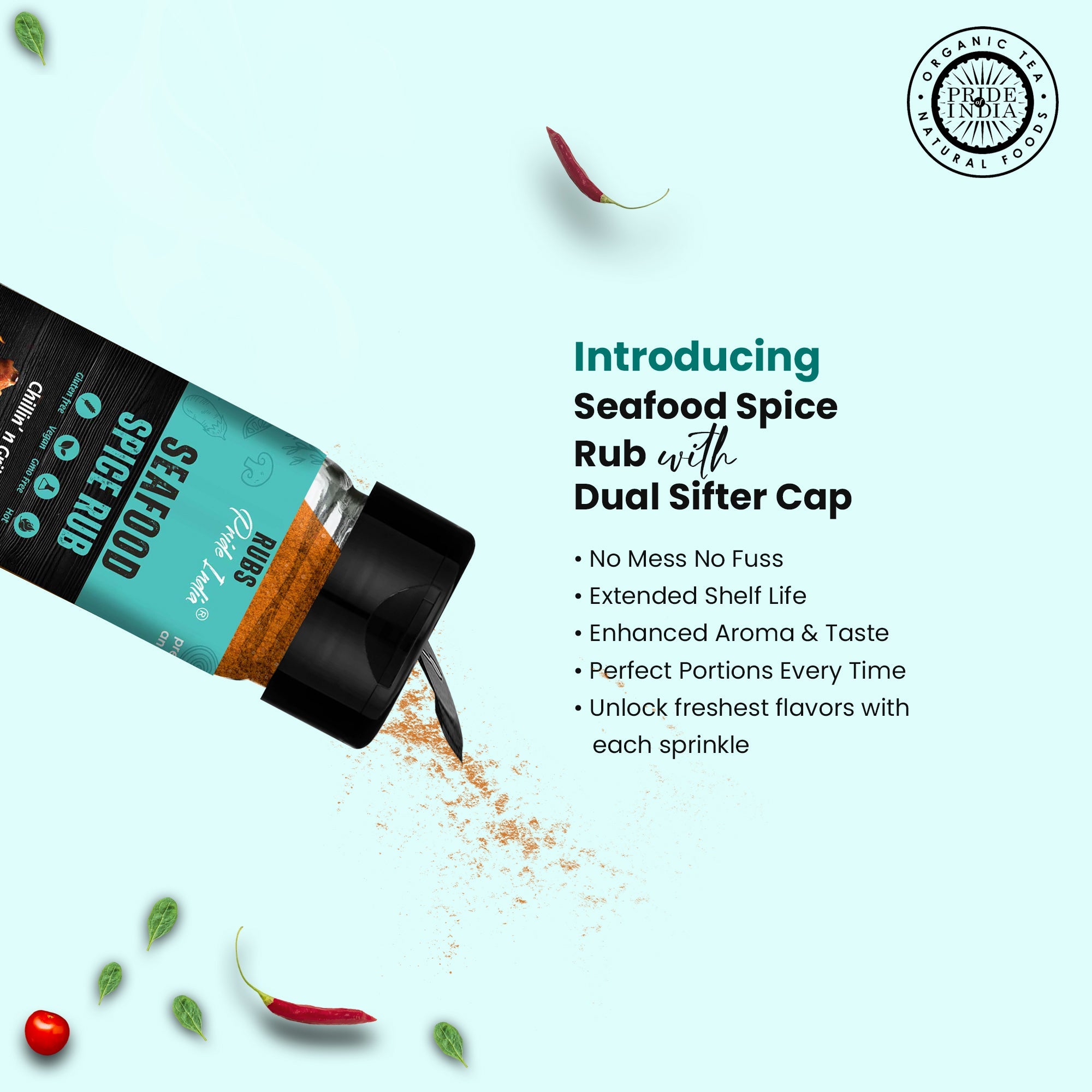Gourmet seafood spice rub seasoning jar with natural herbs and spices for grilling fish — view 4