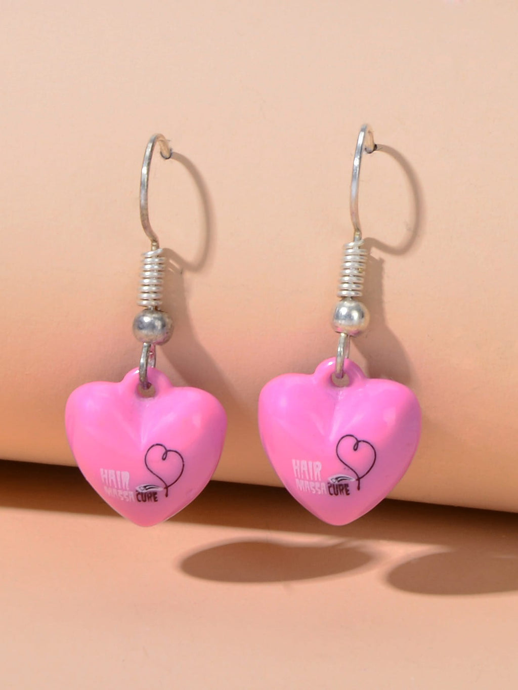 Silver EKG heart shape bracelet and matching heart pendant earrings jewelry set — view 4