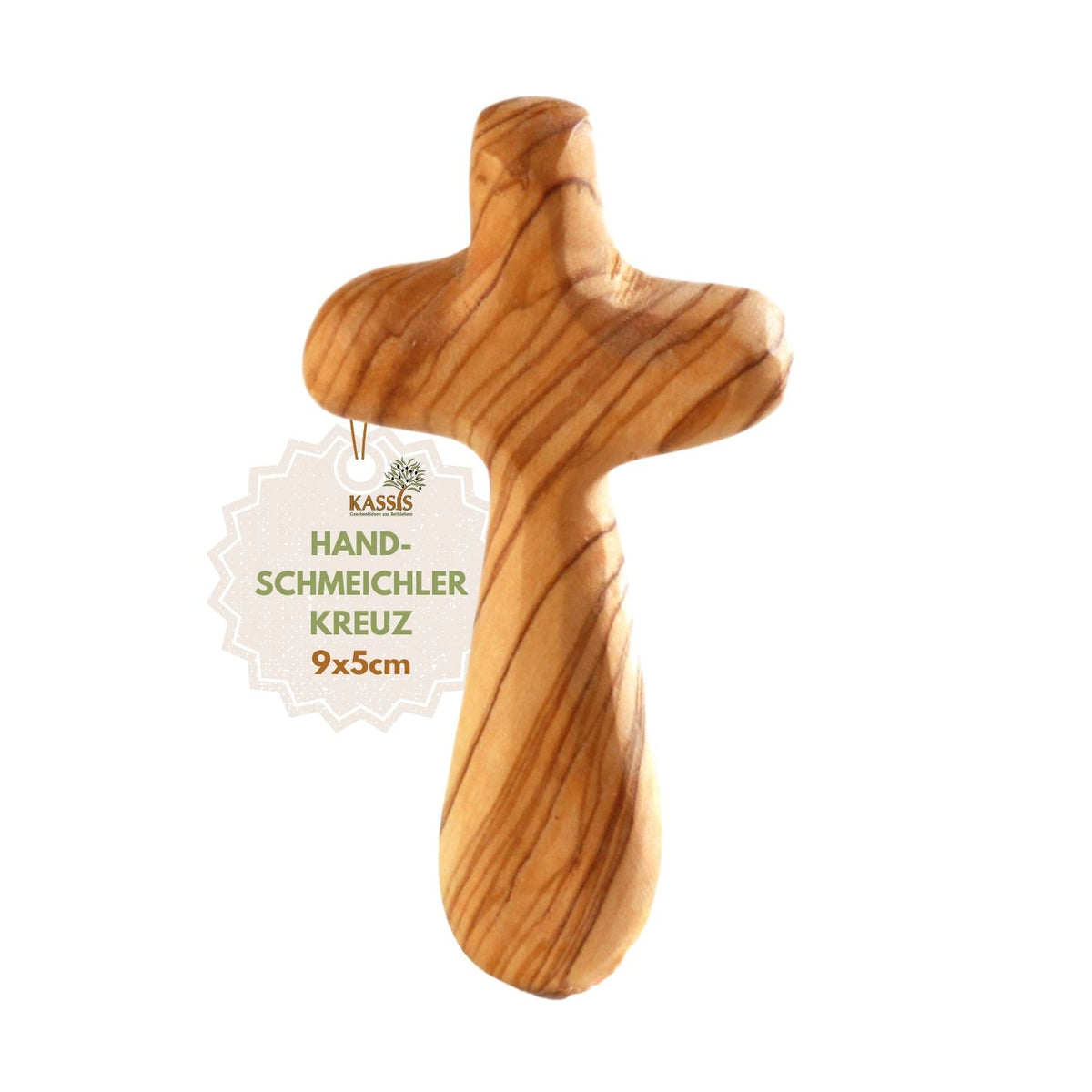 Olive wood cross palm stone-6
