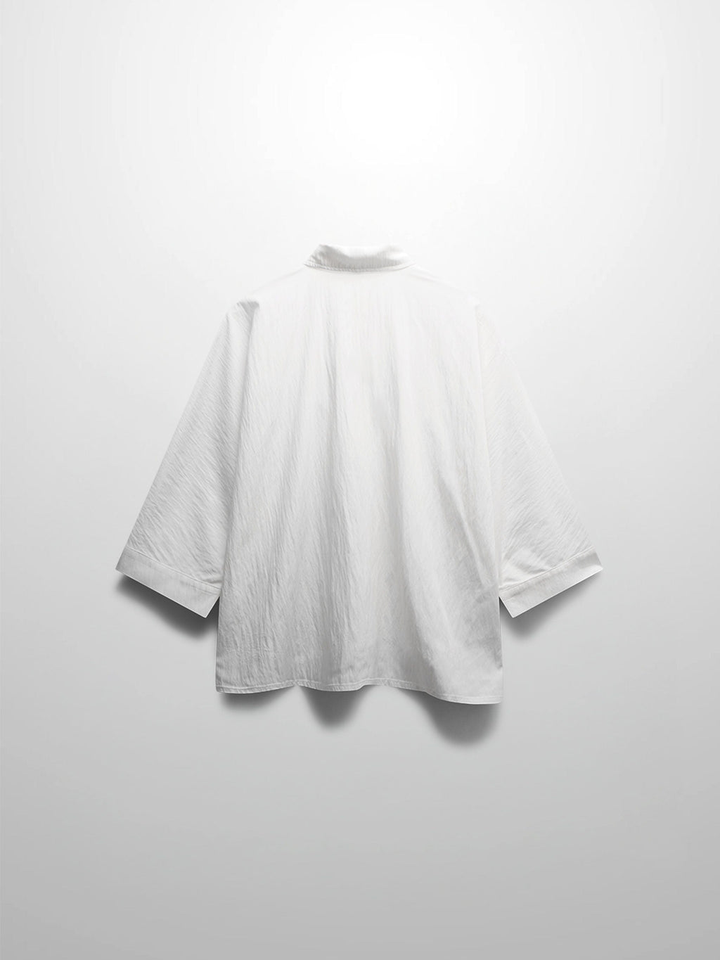 Boxy Dolman Sleeve Crinkle Blouse-White-4