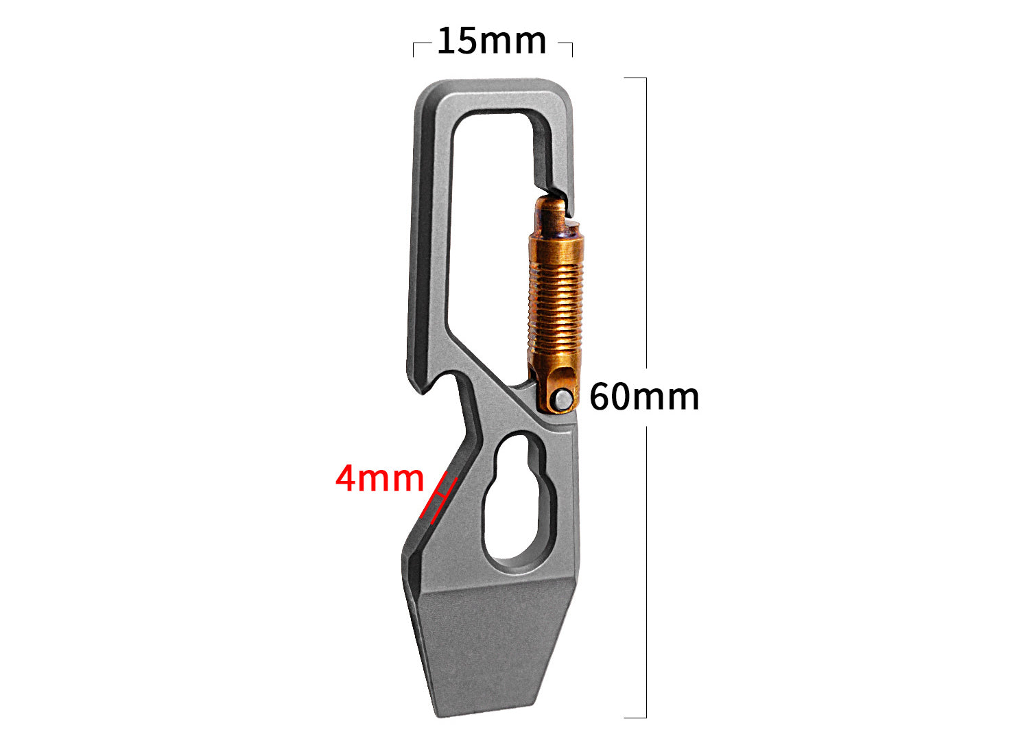 Titanium multi-tool carabiner in metallic silver, designed for outdoor camping and heavy-duty everyday carry — view 5