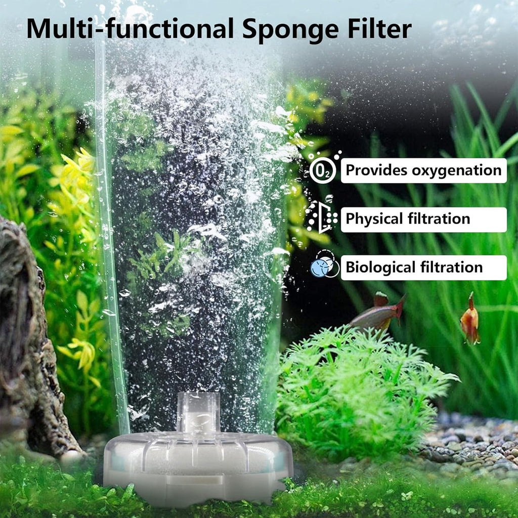 Mini round submersible aquarium filter with internal sponge for small freshwater and marine fish tanks. — view 4