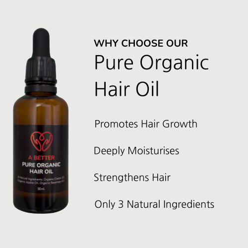 Pure organic hair oil in a 50mL amber glass bottle with a minimalist label — view 3