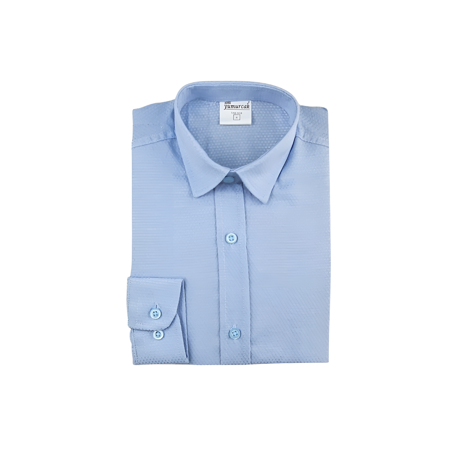 Dressy square boys shirt, a long sleeve button-down in soft wrinkle-free cotton with a slim collar.