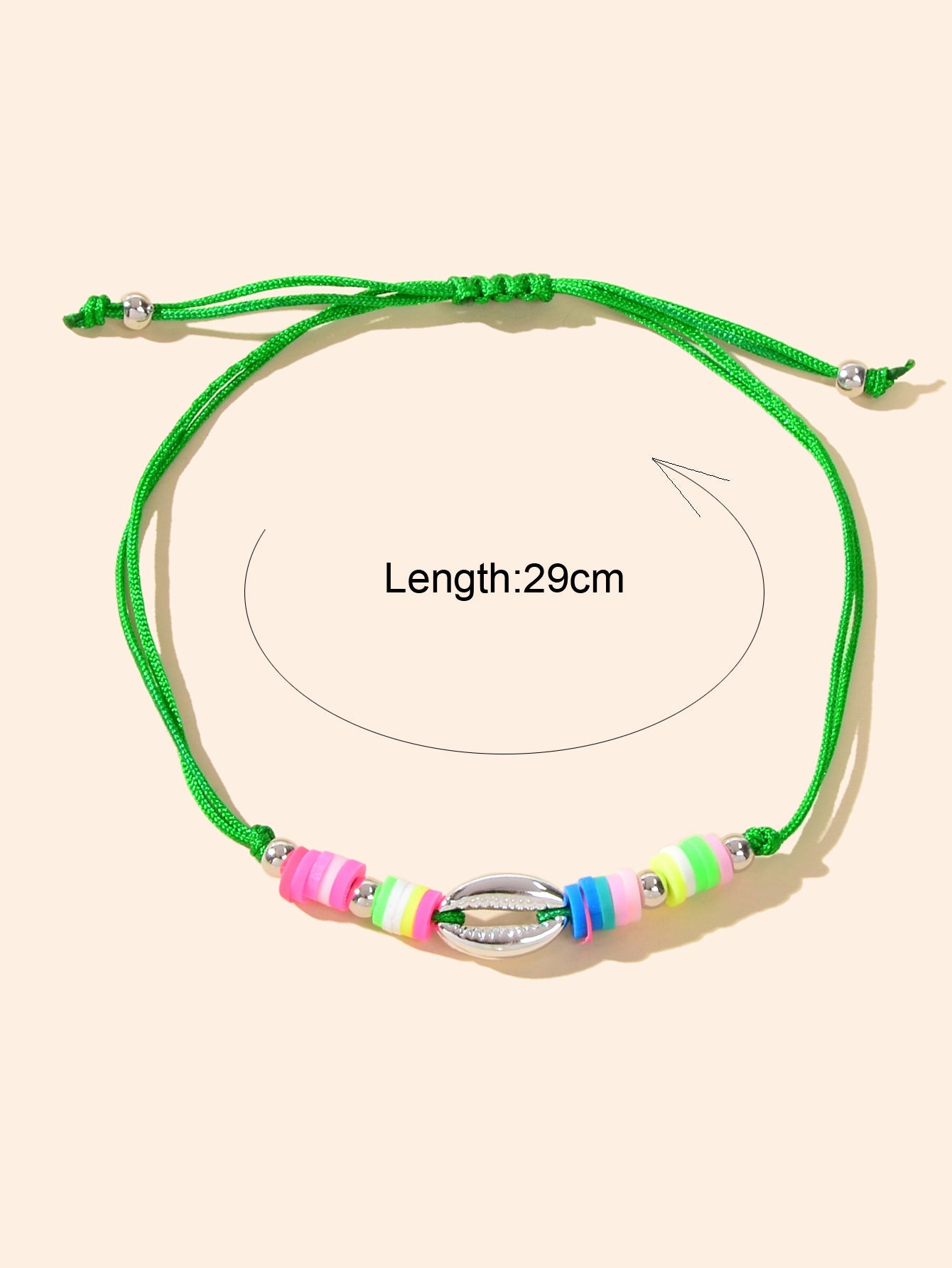 Handmade boho chic adjustable anklet featuring colorful soft beads and delicate natural shell accents for summer — view 3