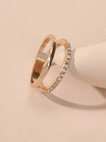 Gold tone rhinestone eternity ring with sparkling stones for women's fashion and wedding jewelry