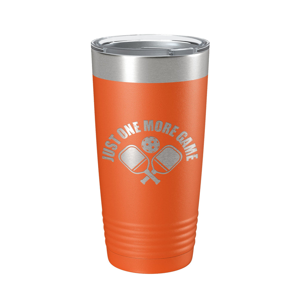 Pickleball 20oz travel tumbler in stainless steel with laser-etched design and clear sliding lid — view 5