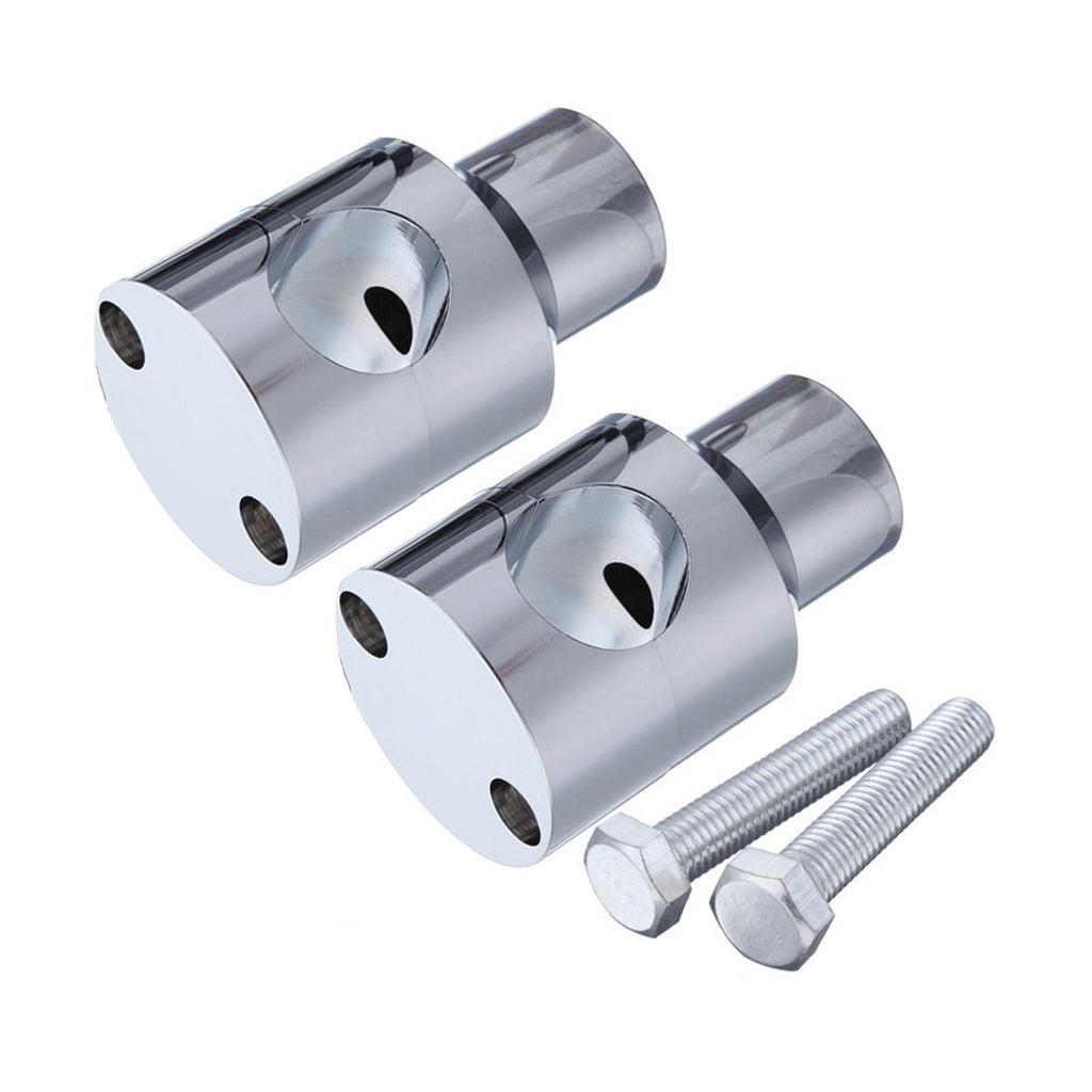 Chrome one inch motorcycle handlebar risers and mounting screws for Harley Sportster custom upgrade. — view 5