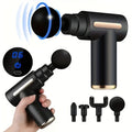 Black ultra-compact rechargeable deep tissue massage gun designed for targeted muscle recovery