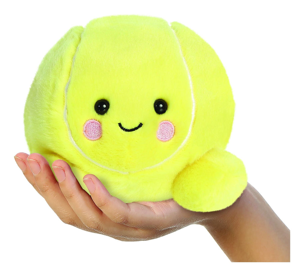 Palm Pals Ace Tennis Ball plush toy, round and soft green with white lines. — view 2