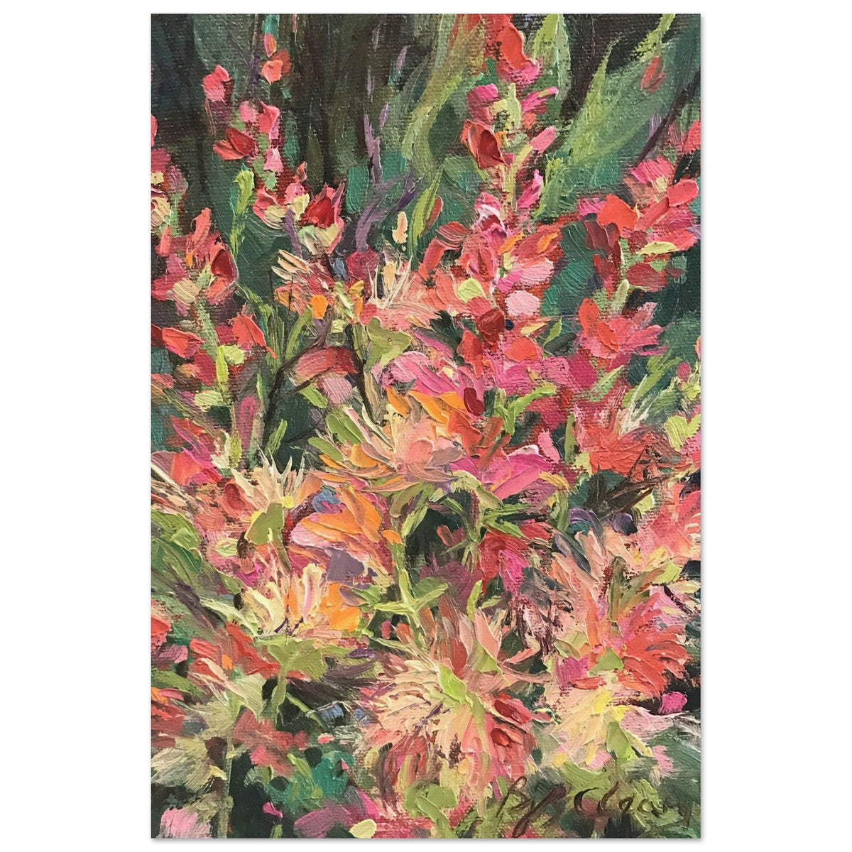 'Blossom Study' Floral I 16x24 Museum-Quality Matte Paper Poster | Original Artwork by American Artist Barbara Cleary (Fall Collection)-1