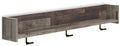 Minimalist wall-mounted coat rack featuring a top display shelf and three heavy-duty hooks