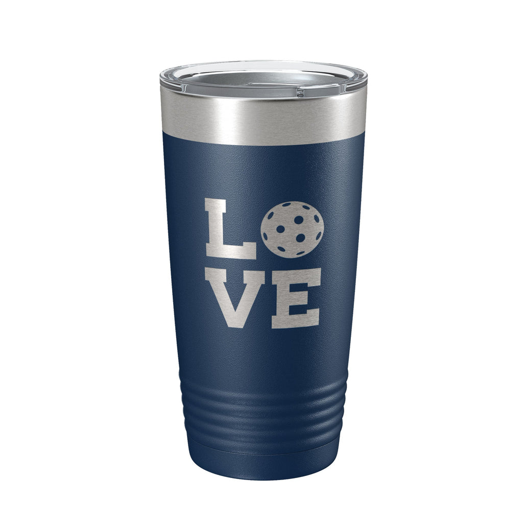 Pickleball Love 20 oz laser engraved stainless steel insulated travel tumbler with a clear lid — view 3