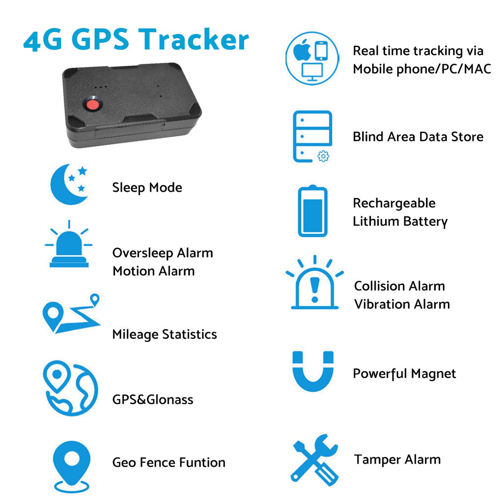 Black 4G mini magnetic GPS tracker for vehicles with durable waterproof casing — view 5