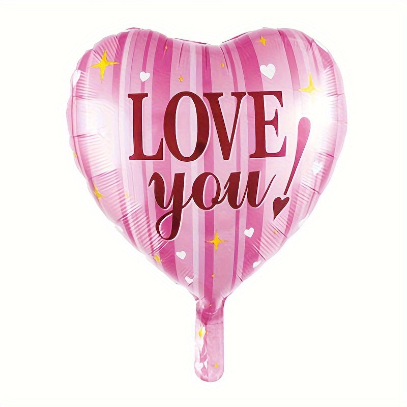 Set of ten mixed color heart-shaped aluminum foil balloons for romantic Valentine's Day party decorations — view 2