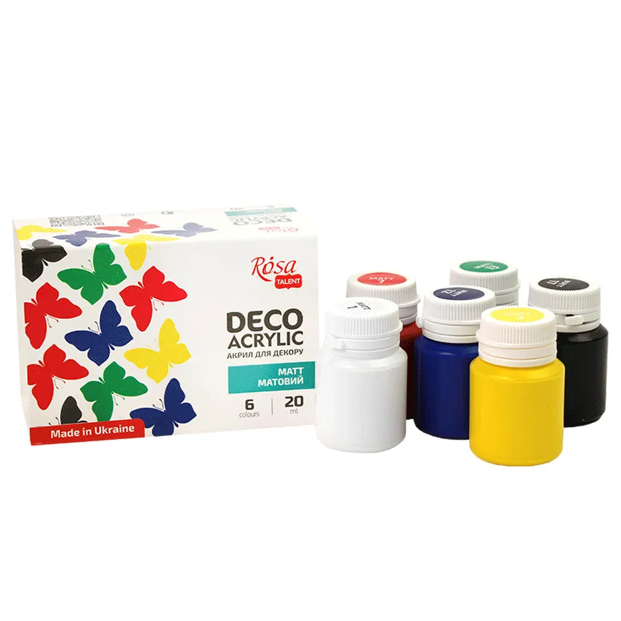 Matte acrylic paint set with 6 vibrant color tubes for decorative canvas and wood crafting — view 2