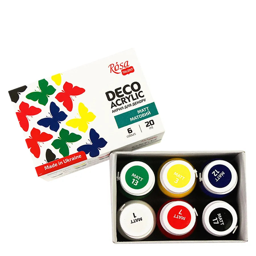 Matte acrylic paint set with 6 vibrant color tubes for decorative canvas and wood crafting — view 4