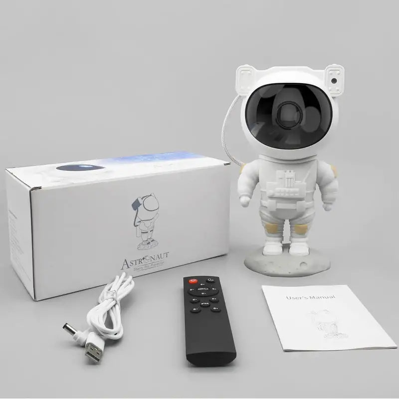 Astronaut starry sky night light, white matte plastic star projector for a kid room tabletop — view 2