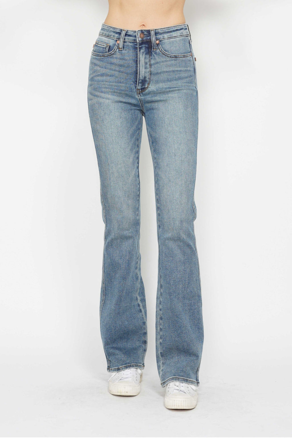 Judy Blue Full Size Tummy Control Back Embroidered Pocketed Bootcut Jeans Plus Size.-6