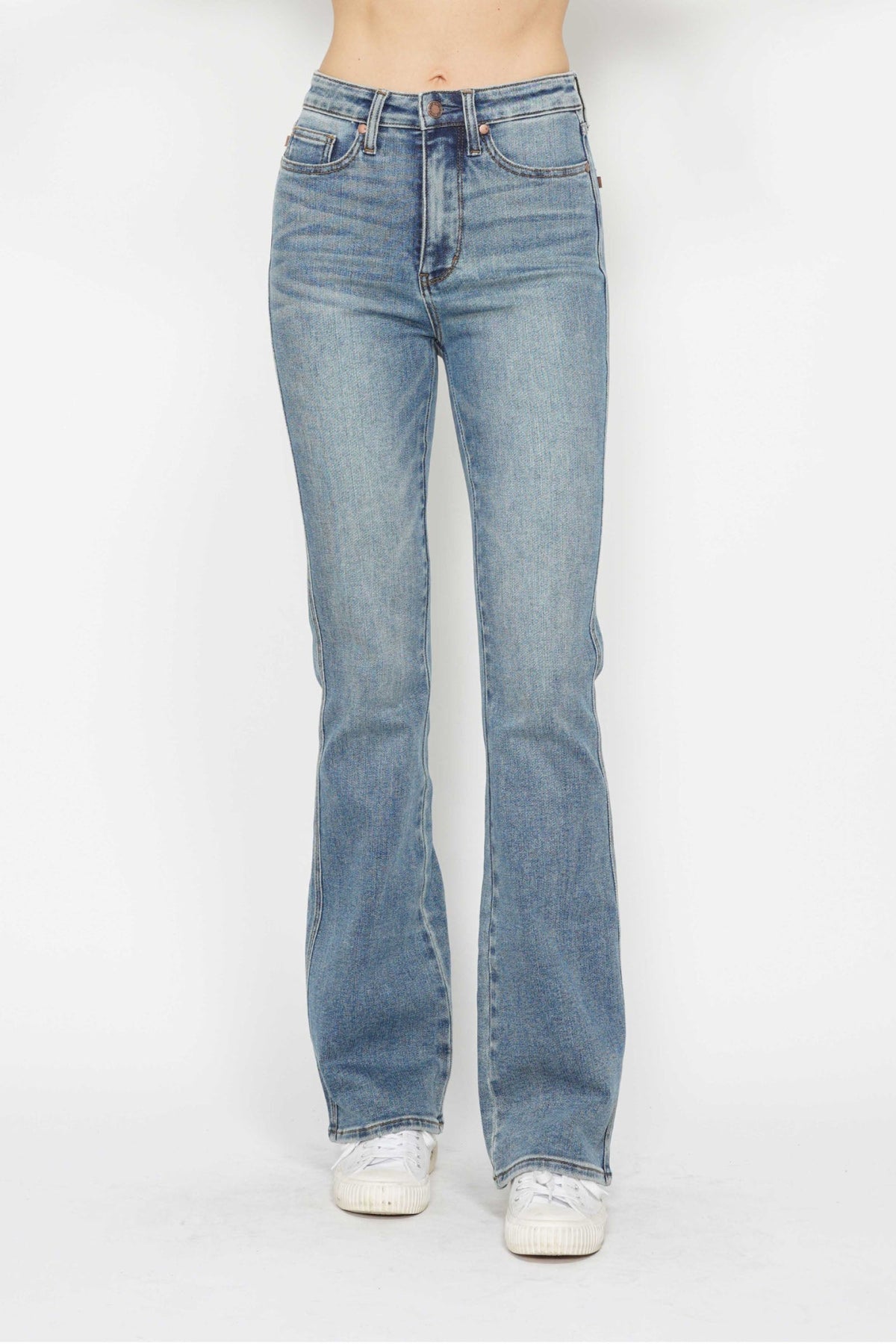 Judy Blue Full Size Tummy Control Back Embroidered Pocketed Bootcut Jeans Plus Size.-6