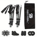 Black aluminum adjustable trekking poles with ergonomic EVA foam grips for outdoor hiking and backpacking.