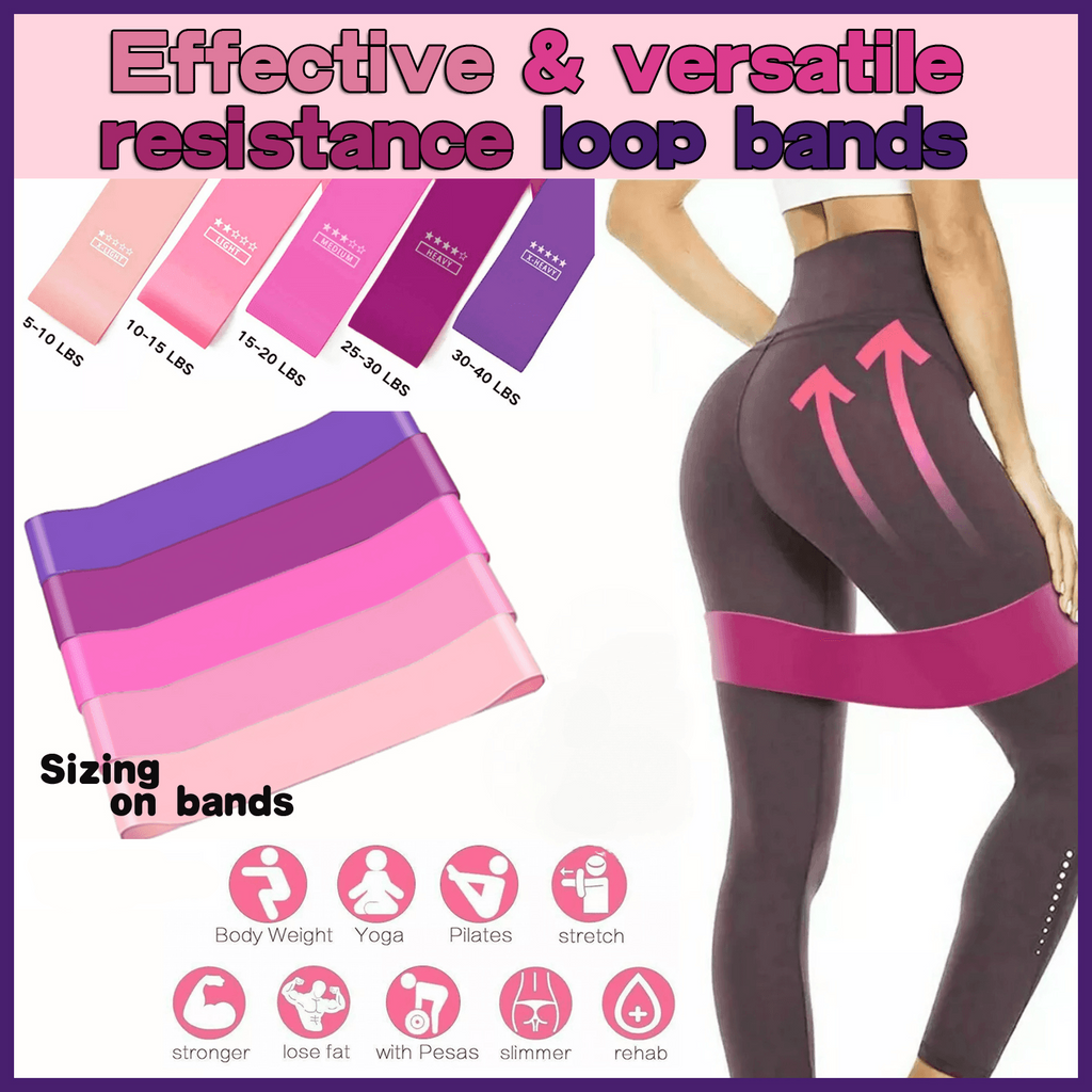 Colorful natural latex resistance band loops for yoga, Pilates, and strength training.