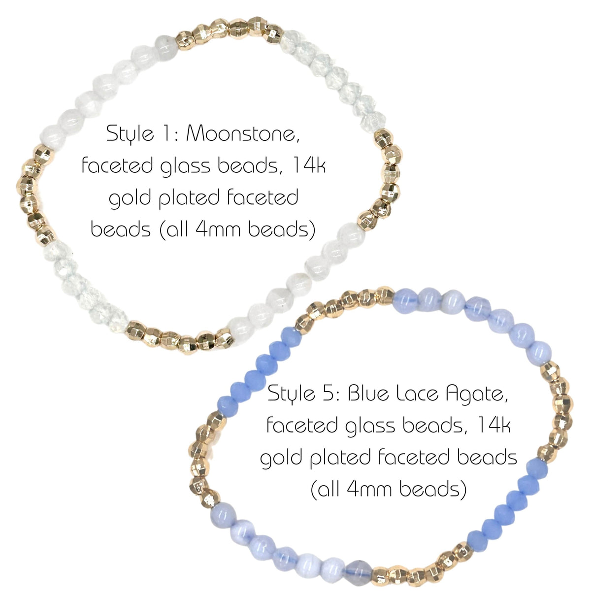 Blue & White Moonstone Blue Lace Agate Build-Your-Own Bracelet Set-4