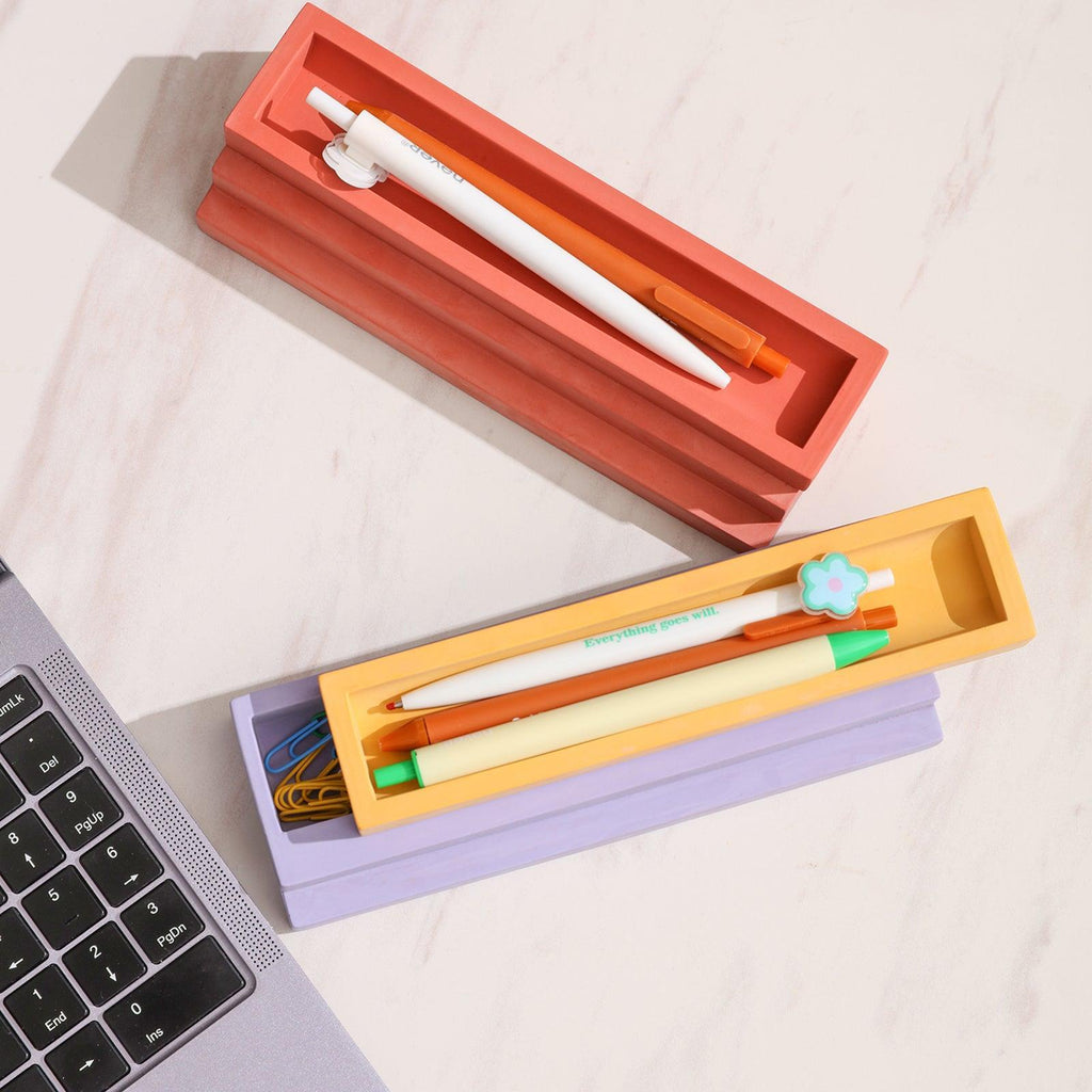 Geometric staircase pen holder silicone mold for concrete and plaster casting craft projects — view 4