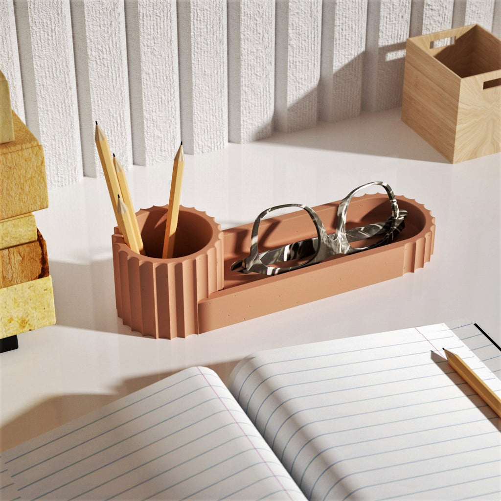 Flexible silicone short pen holder mold for concrete and plaster crafting, geometric shape — view 4