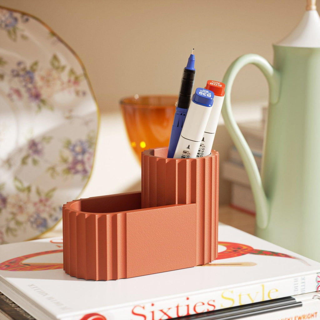 Tall pen holder silicone mold for concrete and plaster casting showing geometric minimalist design — view 4