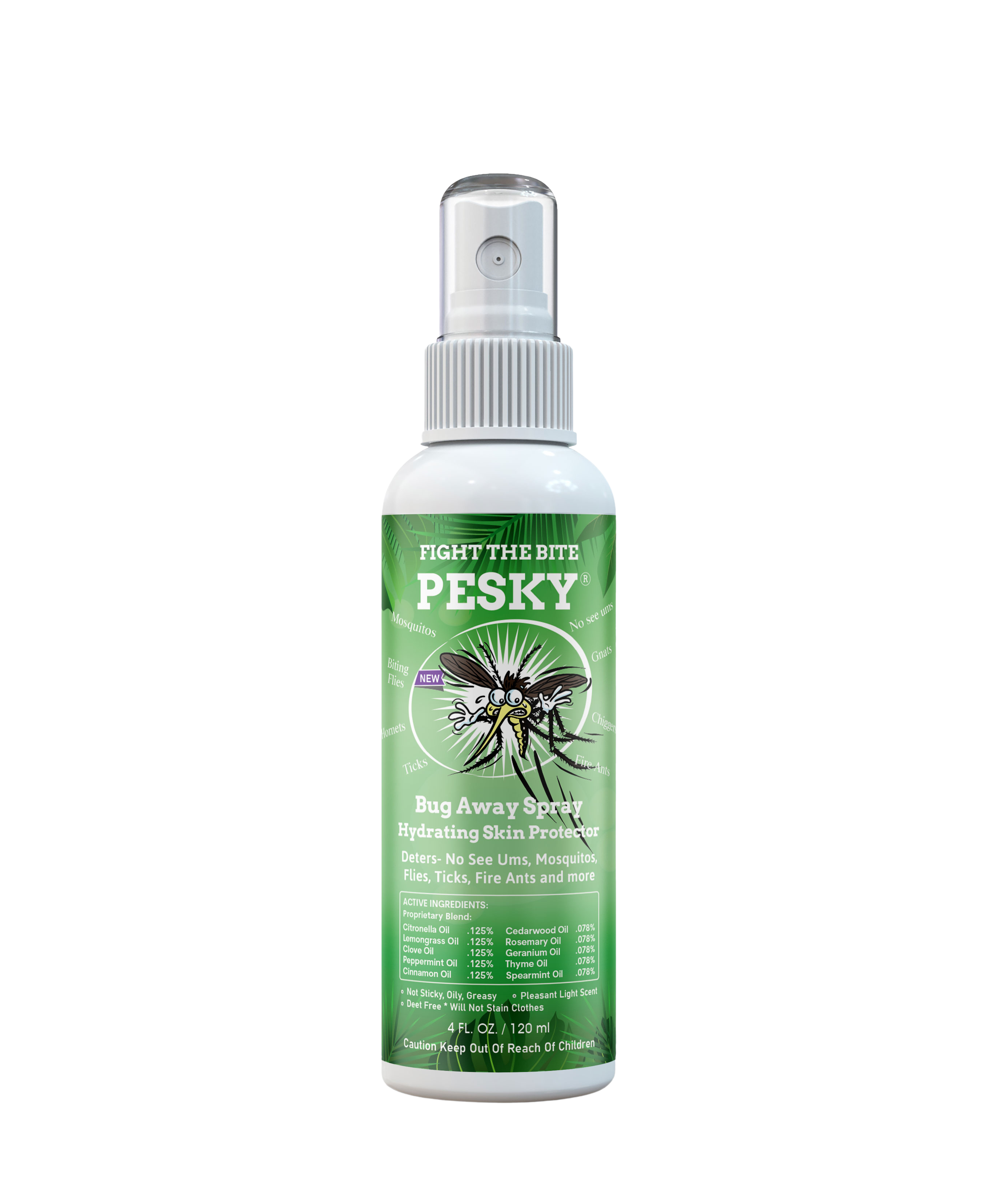 PESKY Bug Away Spray bottle, plant-based mosquito deterrent with essential oils for outdoor use