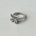 4 Petal Flower Silver Ring-0