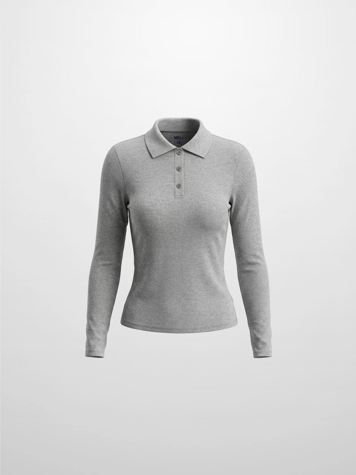 Heathered Collared Tee-Grey-1