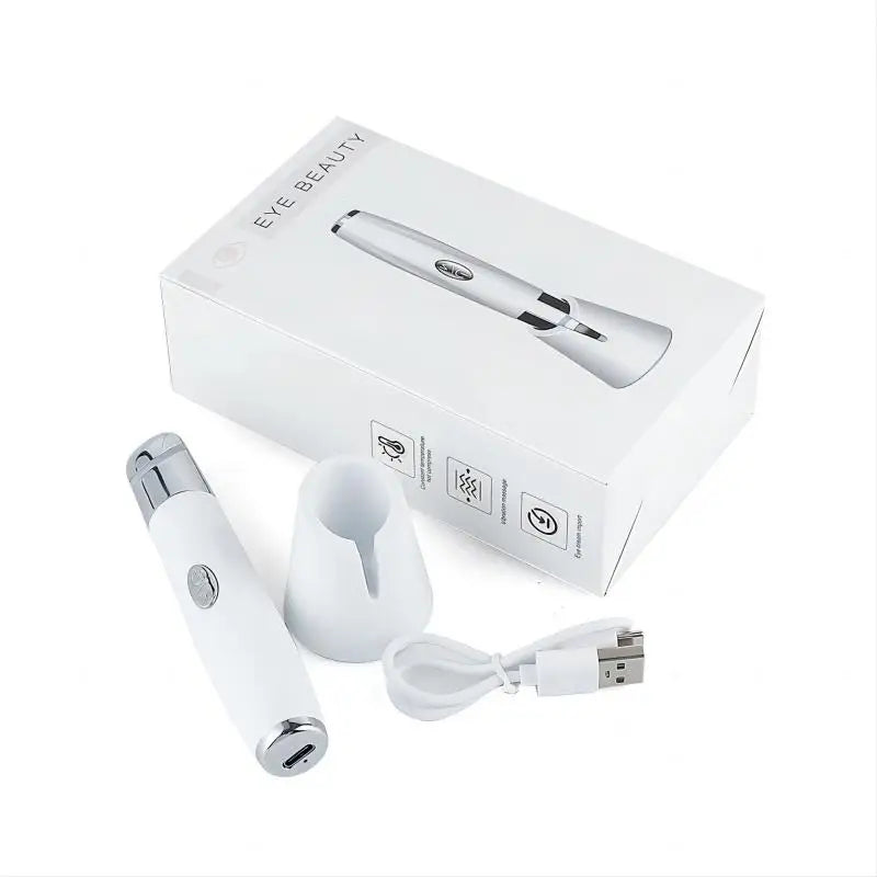 5-in-1 LED facial beauty wand with base stand and USB charging cable for skin rejuvenation