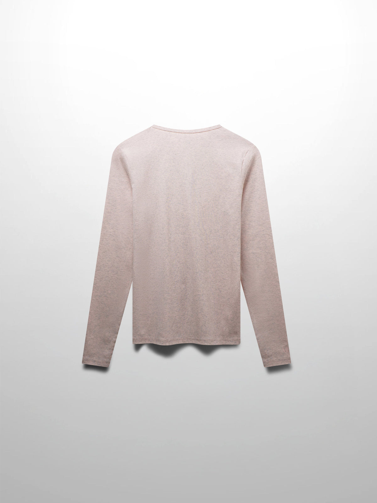 Basic High V Tee Long Sleeve-Heathered Pink/Grey-2