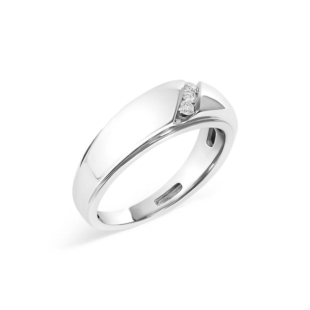 Men's .925 Sterling Silver 1/6 Cttw 3 Stone Diamond Band Ring (H-I Color, I1-I2 Clarity)-3