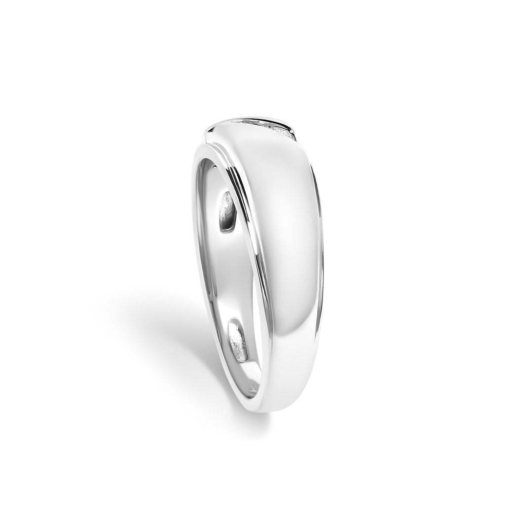 Men's .925 Sterling Silver 1/6 Cttw 3 Stone Diamond Band Ring (H-I Color, I1-I2 Clarity)-4
