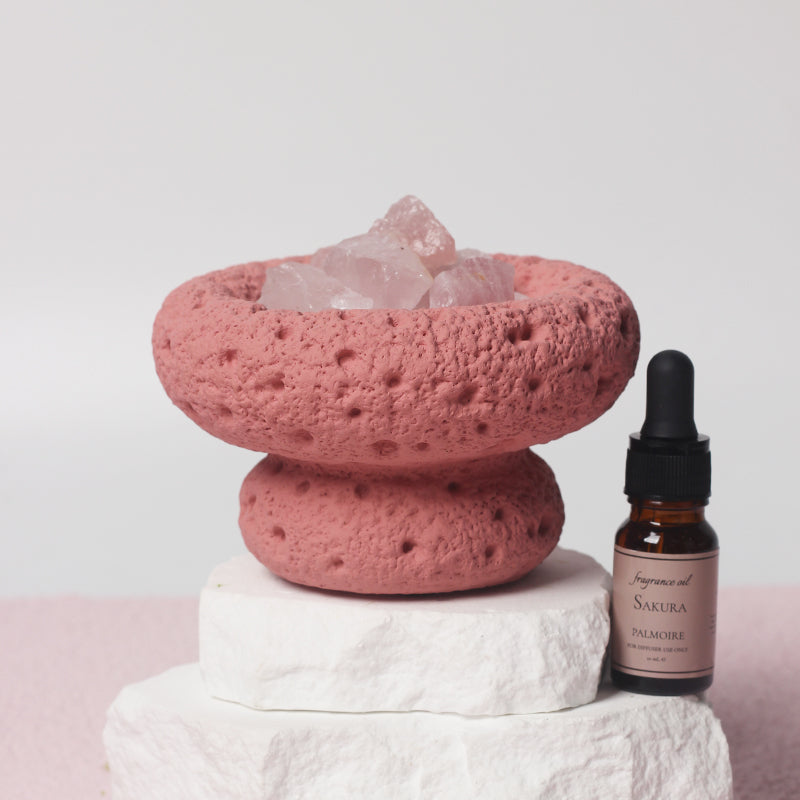 Pink Moon Diffuser with Sakura fragrance oil bottle, elegant home aromatherapy accent — view 3