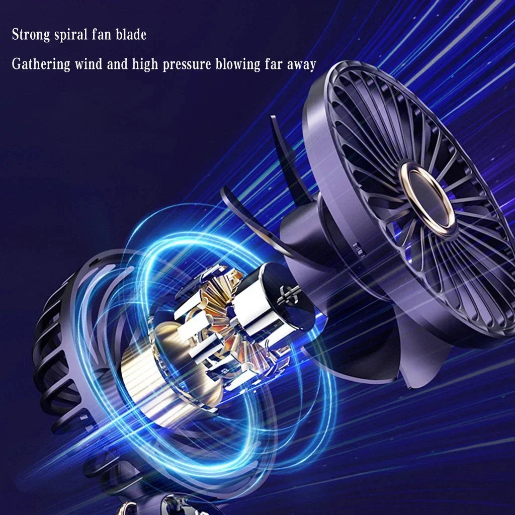 Foldable handheld mini fan with built-in phone stand and digital LED display. — view 4