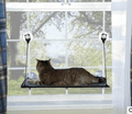 Luxury window cat hammock bed with strong suction cups, washable fabric, and sturdy metal frame