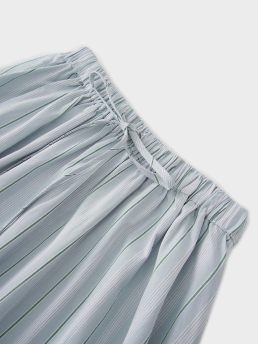Drawstring Cotton Blend Skirt-Light Blue-4
