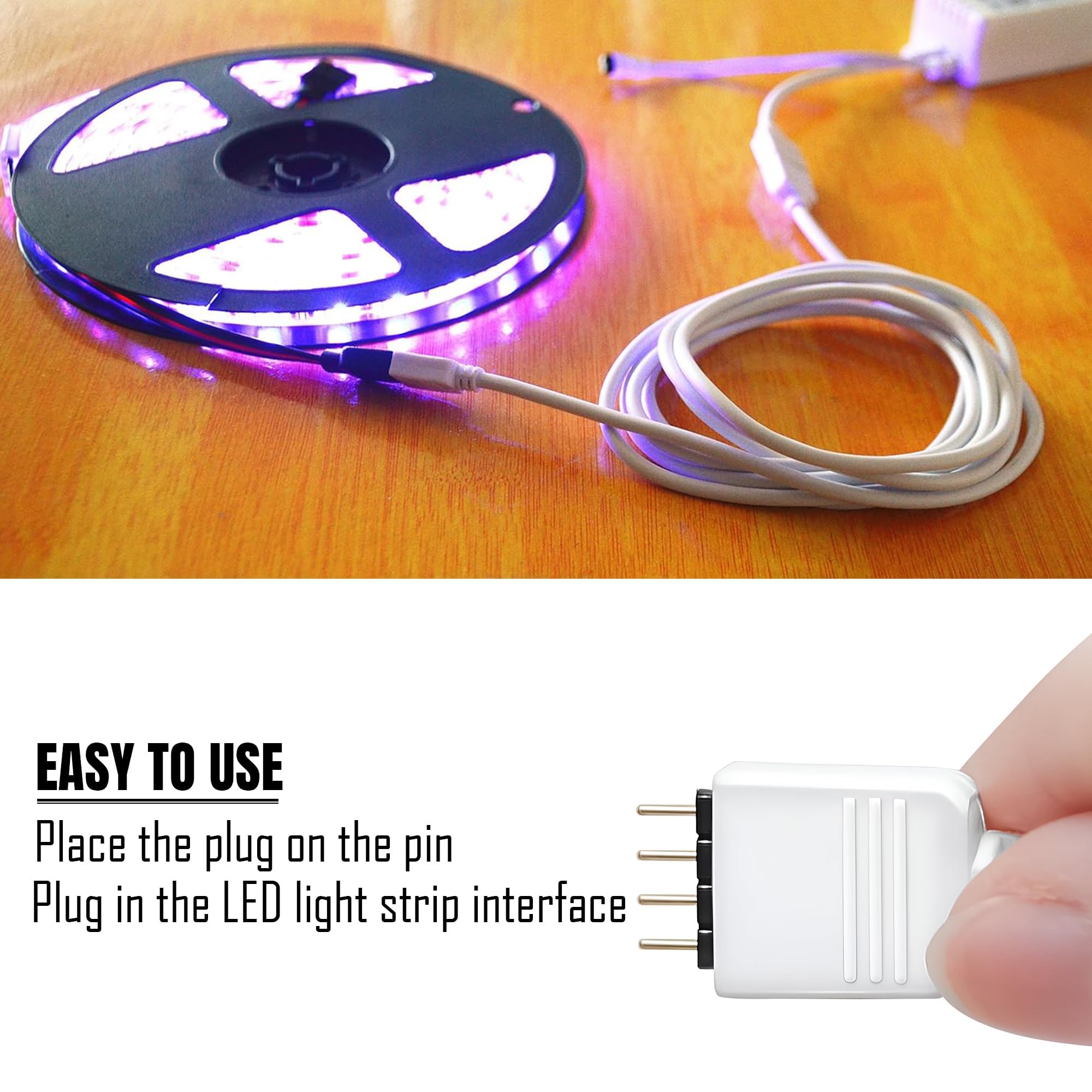 Three JST male and female LED strip light connector cables with modern plastic extension wires — view 4