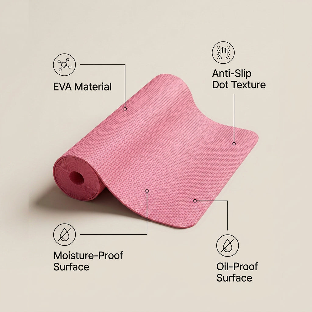 Pink EVA cabinet shelf liner mat roll with non-slip texture for kitchen drawer organization — view 5