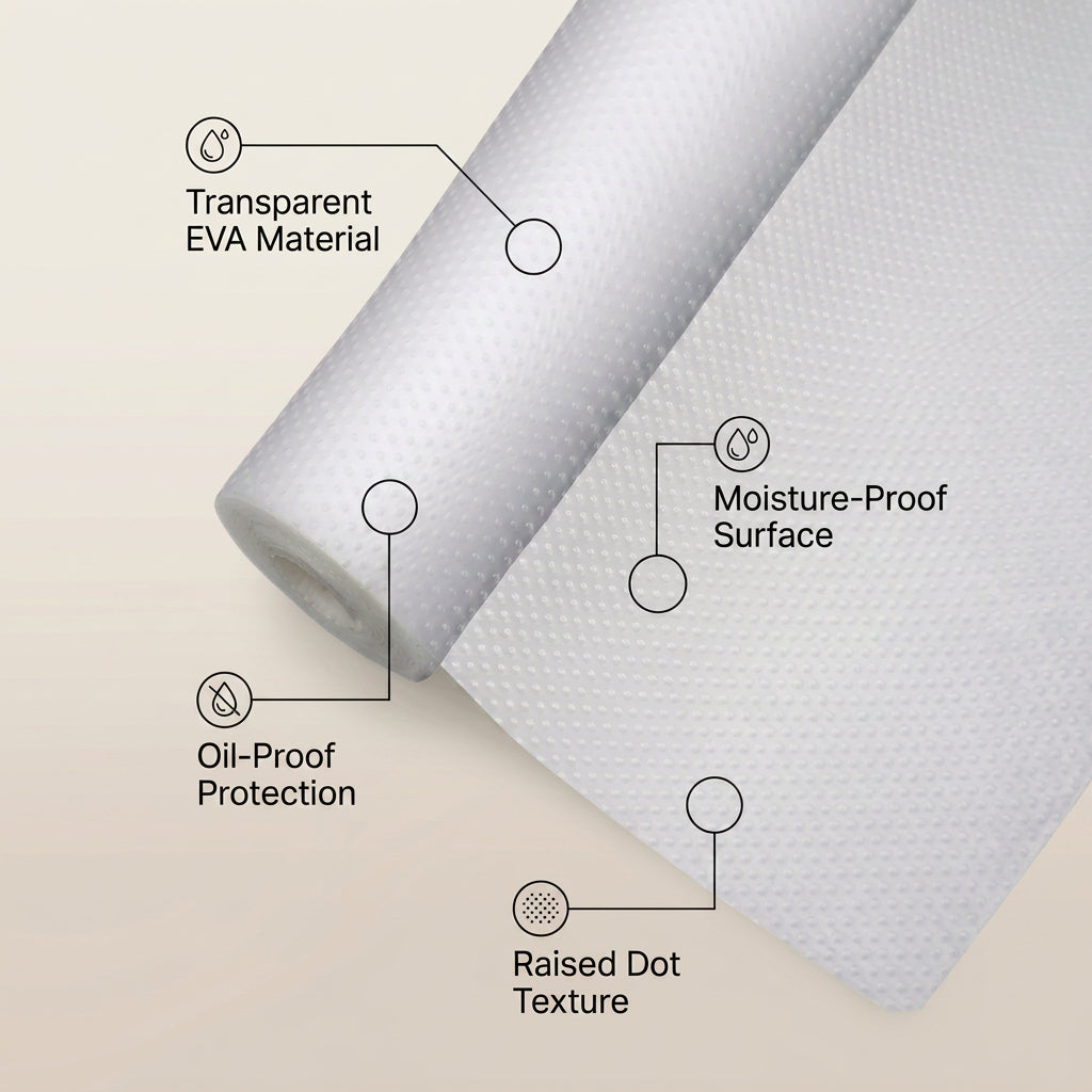 Two rolls of transparent EVA cabinet shelf liner mats for kitchen and pantry storage — view 5