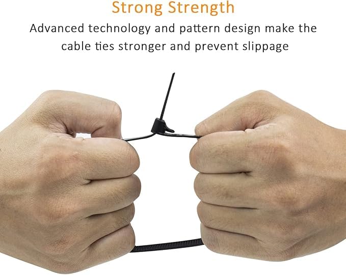 100 pack of black heavy duty reusable nylon hook and loop cable ties for organization — view 5