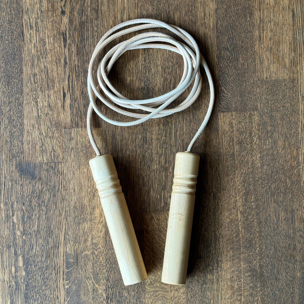Premium Leather Skipping Rope - Wooden Handles (Maple, Walnut, Smoked Oak)-0