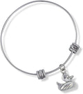 Stainless steel adjustable bangle bracelet featuring a cute rubber ducky charm for everyday fun style