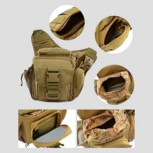 Tactical outdoor camera bag in waterproof 1000D nylon featuring crossbody messenger strap and MOLLE webbing — view 4