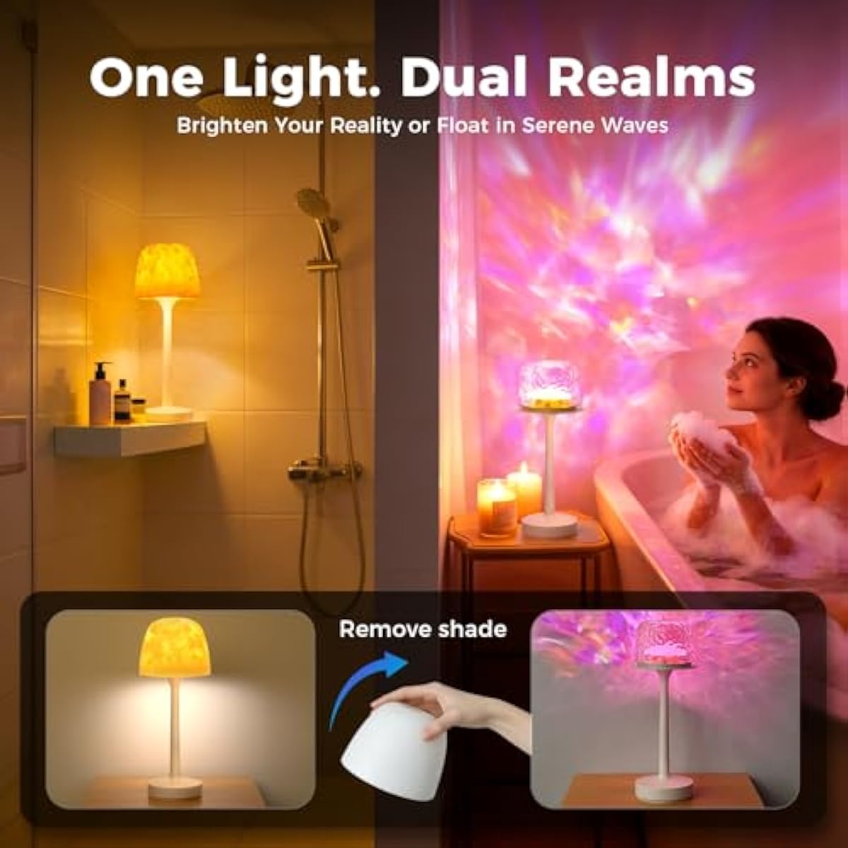 Waterproof rechargeable shower lamp with 16 color ocean wave projector and remote control — view 2